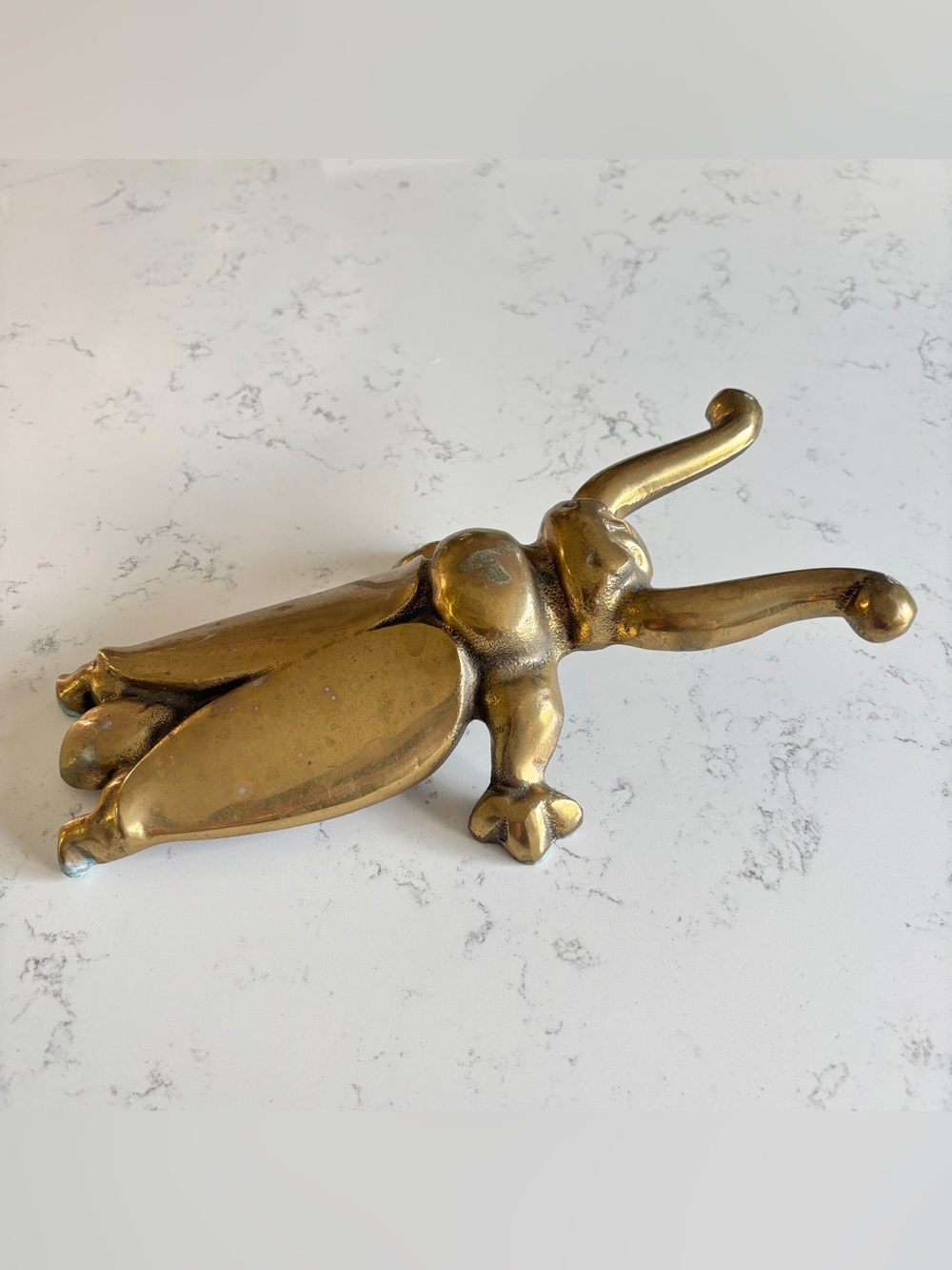 Vintage 10” Brass Scarab Beetle Boot Jack / Door Stop, Made in Canada